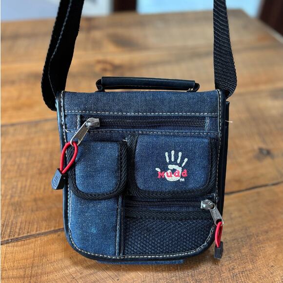 Mudd Vintage Y2K 90s Crossbody Bag Purse Navy Blue Denim Adjustable Straps - Picture 9 of 9